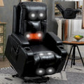 Fauteuil inclinable releveur en similicuir noir, 8 points de massage, chauffant, USB