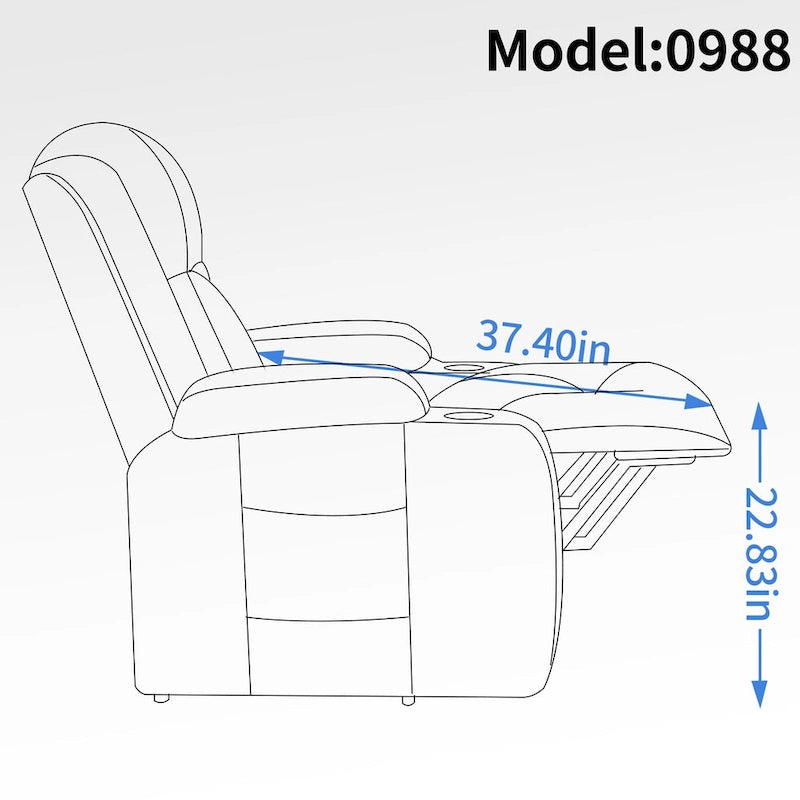 Fauteuil inclinable releveur en similicuir noir, 8 points de massage, chauffant, USB