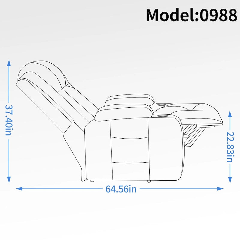 Fauteuil inclinable releveur en similicuir noir, 8 points de massage, chauffant, USB