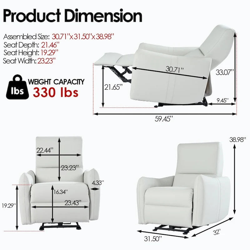 Fauteuil inclinable électrique avec port USB, fauteuil inclinable mural peu encombrant
