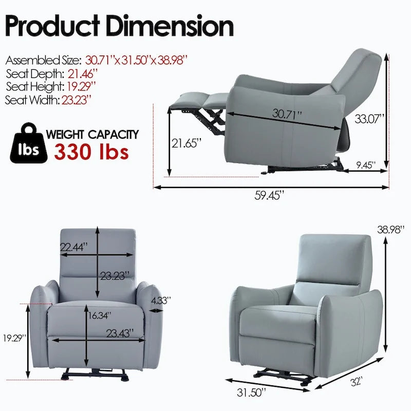Fauteuil inclinable électrique avec port USB, fauteuil inclinable mural peu encombrant