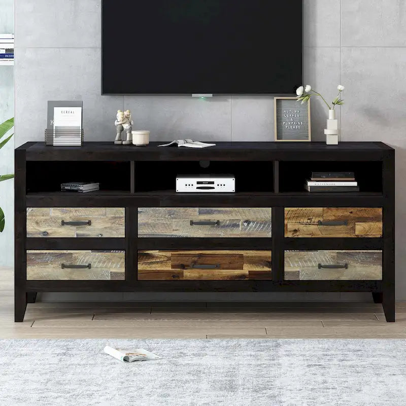 Meuble TV avec 6 tiroirs et 3 étagères