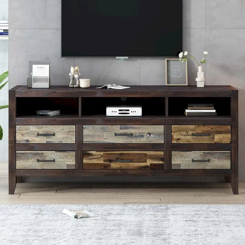 Meuble TV avec 6 tiroirs et 3 étagères