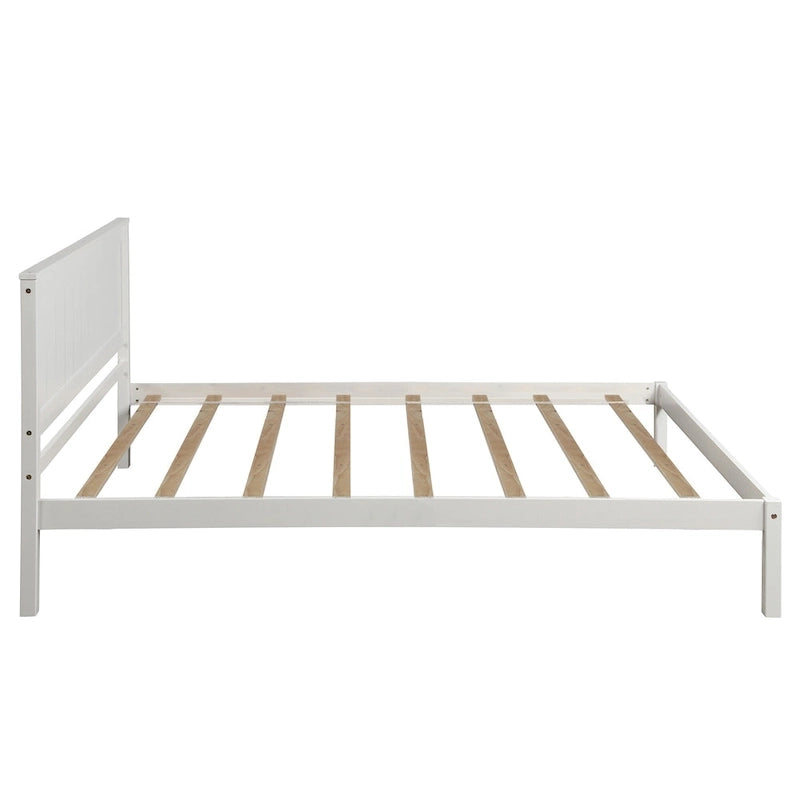 Lit plateforme en bois double avec tête de lit classique Rembourré Cadre de lit pour chambre à coucher, aucun sommier tapissier requis, assemblage facile