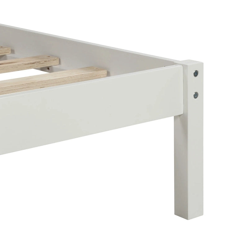 Lit plateforme en bois double avec tête de lit classique Rembourré Cadre de lit pour chambre à coucher, aucun sommier tapissier requis, assemblage facile