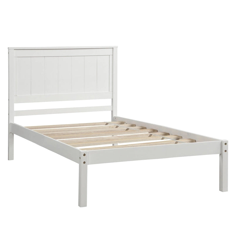 Lit plateforme en bois double avec tête de lit classique Rembourré Cadre de lit pour chambre à coucher, aucun sommier tapissier requis, assemblage facile