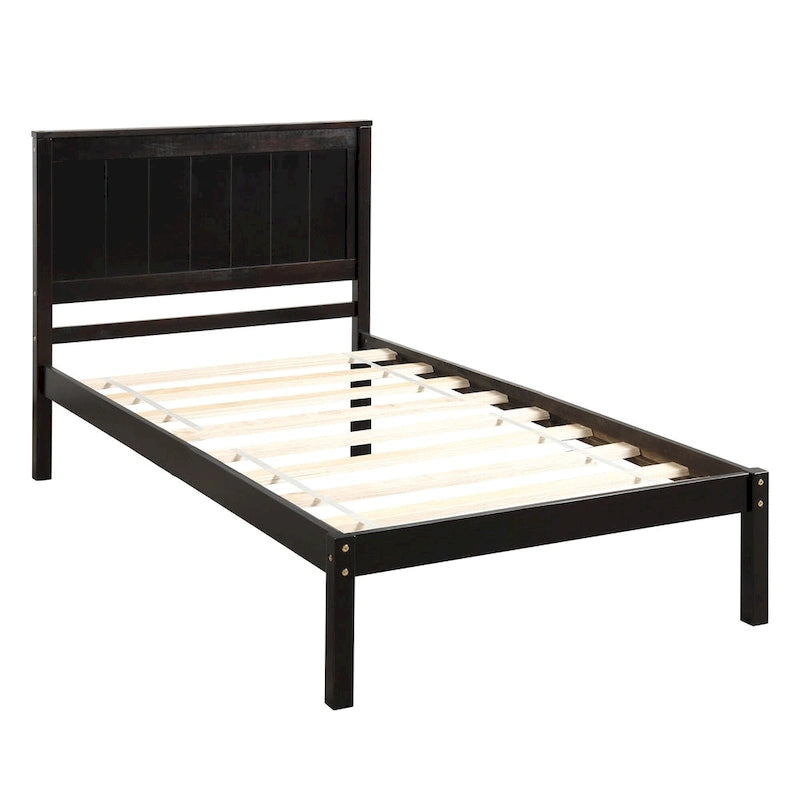 Lit plateforme en bois double avec tête de lit classique Rembourré Cadre de lit pour chambre à coucher, aucun sommier tapissier requis, assemblage facile