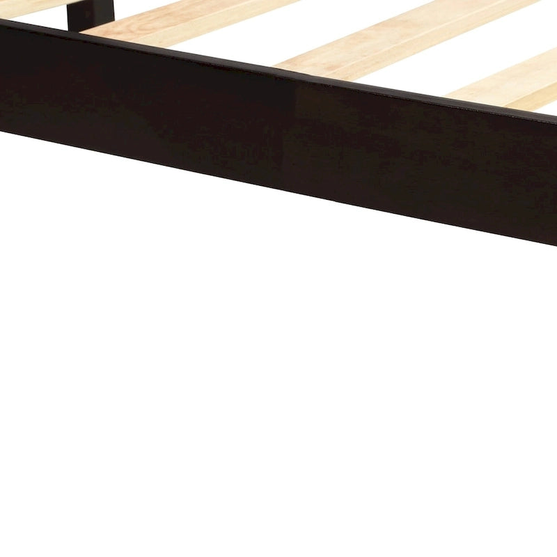 Lit plateforme en bois double avec tête de lit classique Rembourré Cadre de lit pour chambre à coucher, aucun sommier tapissier requis, assemblage facile