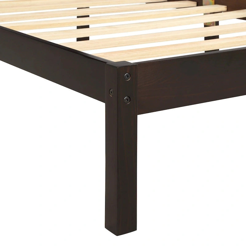 Lit plateforme en bois double avec tête de lit classique Rembourré Cadre de lit pour chambre à coucher, aucun sommier tapissier requis, assemblage facile
