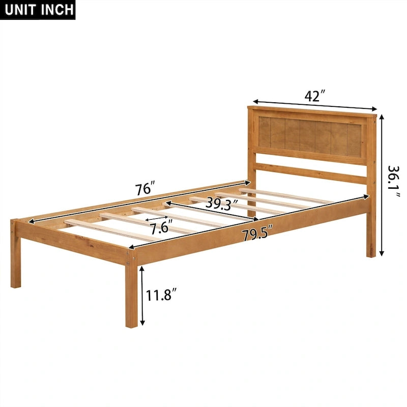 Lit plateforme en bois double avec tête de lit classique Rembourré Cadre de lit pour chambre à coucher, aucun sommier tapissier requis, assemblage facile