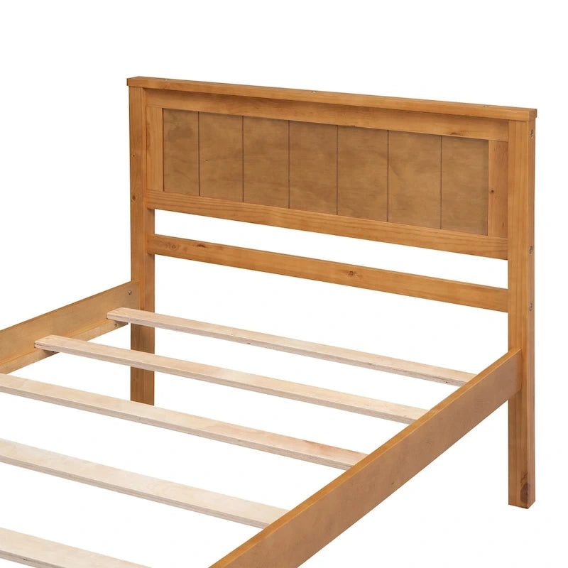 Lit plateforme en bois double avec tête de lit classique Rembourré Cadre de lit pour chambre à coucher, aucun sommier tapissier requis, assemblage facile