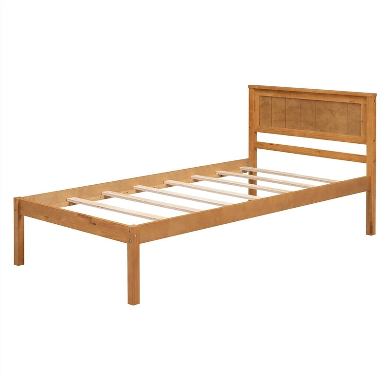 Lit plateforme en bois double avec tête de lit classique Rembourré Cadre de lit pour chambre à coucher, aucun sommier tapissier requis, assemblage facile