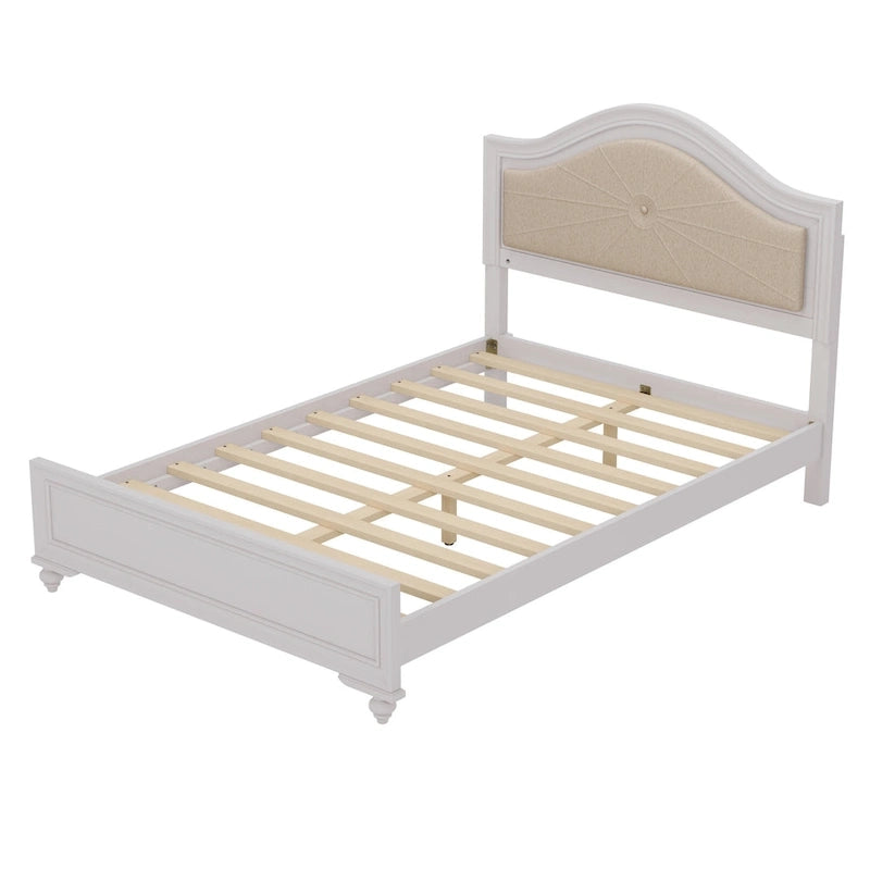 Lit plate-forme capitonné Queen avec éclairage LED réglable