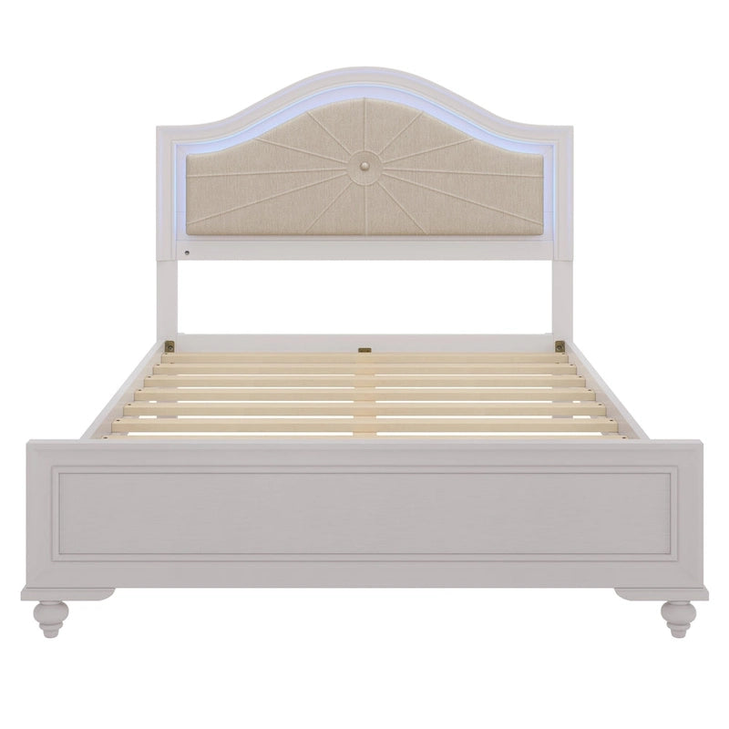 Lit plate-forme capitonné Queen avec éclairage LED réglable