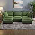 Canapé d'angle en chenille en forme de U de 305 cm avec 3 places, coussins à bord français et coussins moelleux