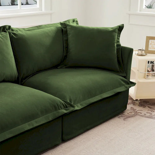 Canapé d'angle en chenille en forme de U de 305 cm avec 3 places, coussins à bord français et coussins moelleux