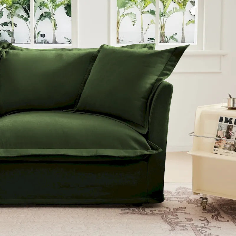 Canapé d'angle en chenille en forme de U de 305 cm avec 3 places, coussins à bord français et coussins moelleux