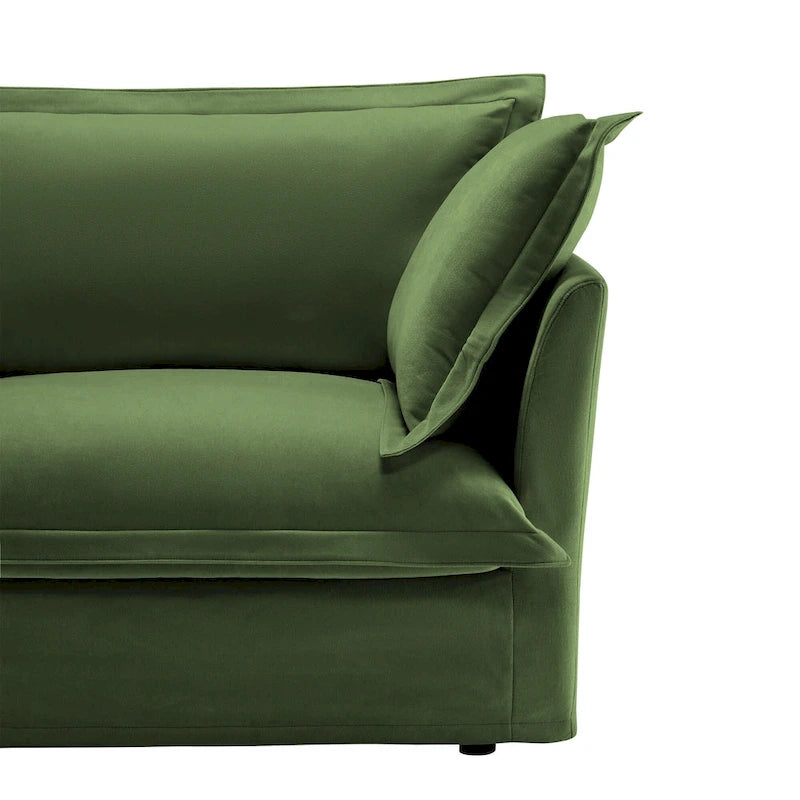 Canapé d'angle en chenille en forme de U de 305 cm avec 3 places, coussins à bord français et coussins moelleux