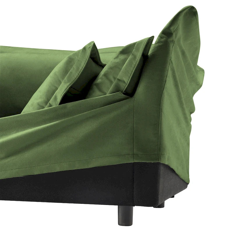Canapé d'angle en chenille en forme de U de 305 cm avec 3 places, coussins à bord français et coussins moelleux