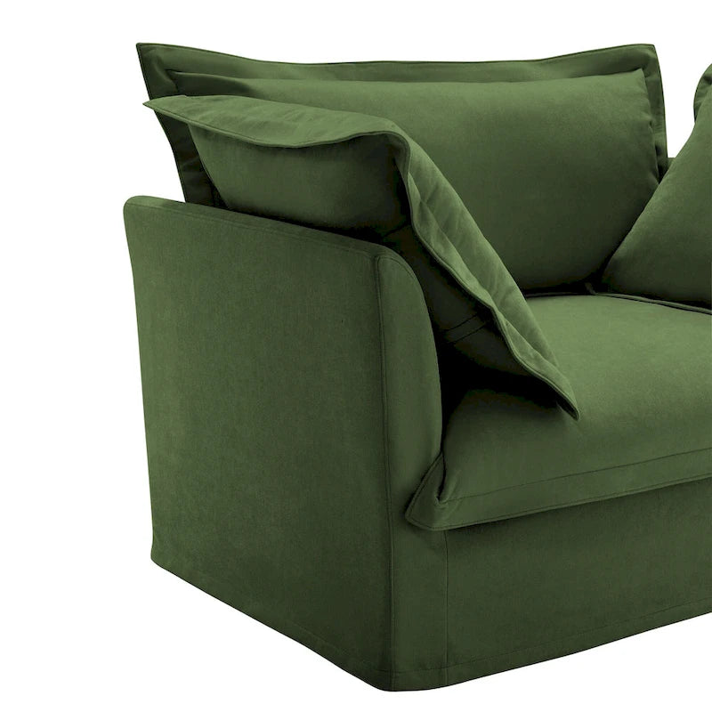 Canapé d'angle en chenille en forme de U de 305 cm avec 3 places, coussins à bord français et coussins moelleux