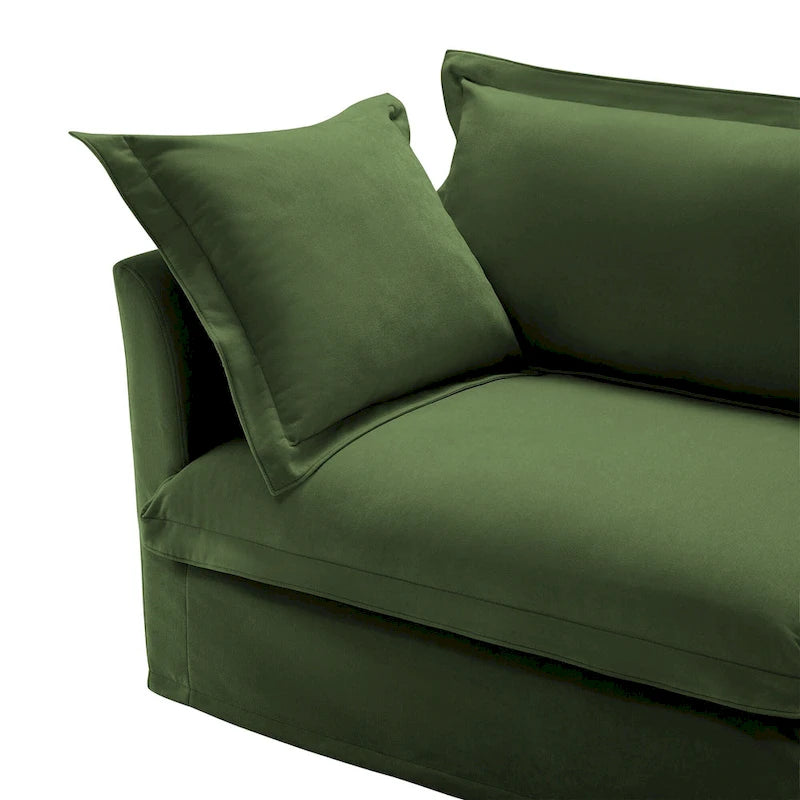 Canapé d'angle en chenille en forme de U de 305 cm avec 3 places, coussins à bord français et coussins moelleux