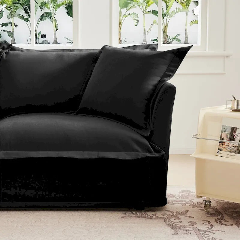 Canapé d'angle en chenille en forme de U de 305 cm avec 3 places, coussins à bord français et coussins moelleux