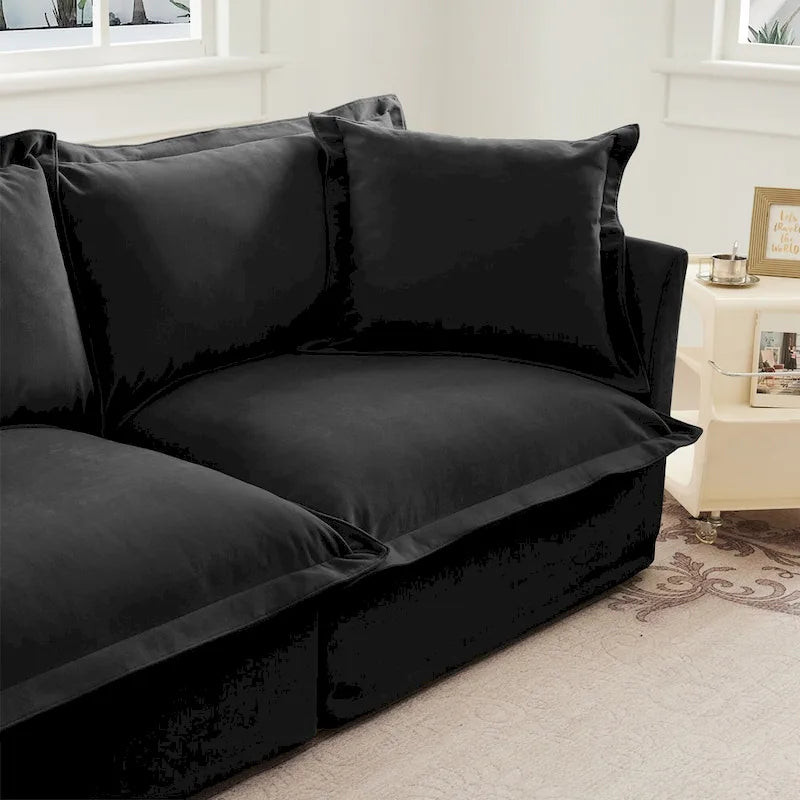Canapé d'angle en chenille en forme de U de 305 cm avec 3 places, coussins à bord français et coussins moelleux