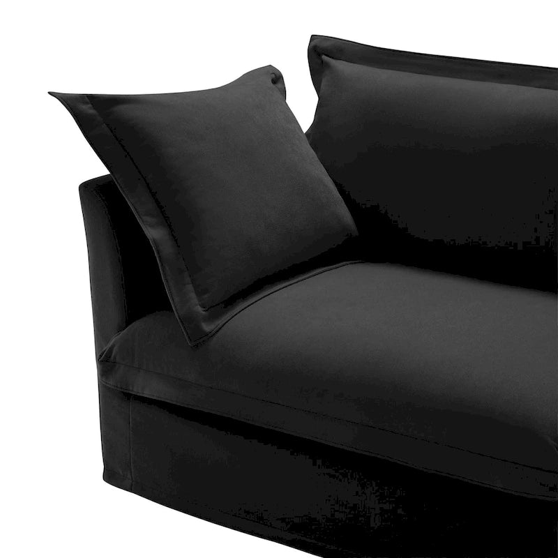 Canapé d'angle en chenille en forme de U de 305 cm avec 3 places, coussins à bord français et coussins moelleux