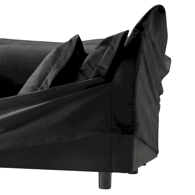 Canapé d'angle en chenille en forme de U de 305 cm avec 3 places, coussins à bord français et coussins moelleux