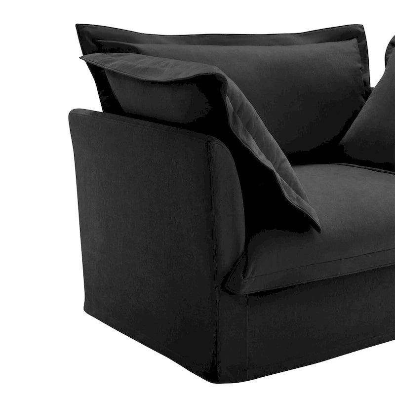 Canapé d'angle en chenille en forme de U de 305 cm avec 3 places, coussins à bord français et coussins moelleux
