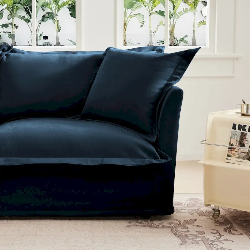 Canapé d'angle en chenille en forme de U de 305 cm avec 3 places, coussins à bord français et coussins moelleux