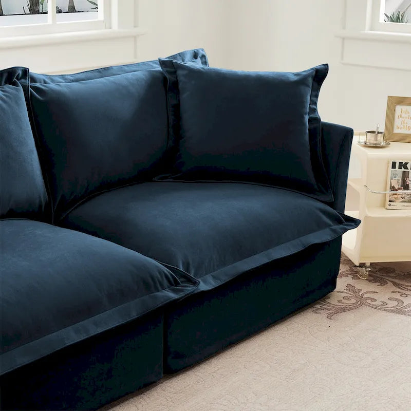 Canapé d'angle en chenille en forme de U de 305 cm avec 3 places, coussins à bord français et coussins moelleux