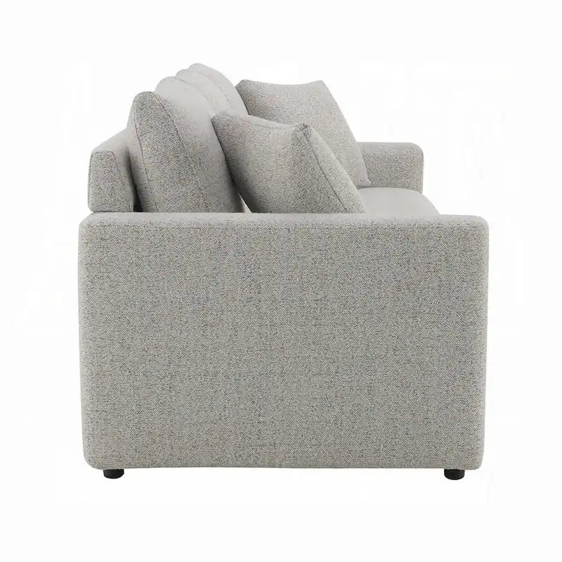 Canapé-lit, grand lit pliant, 2 oreillers, bouclé gris, 226 cm