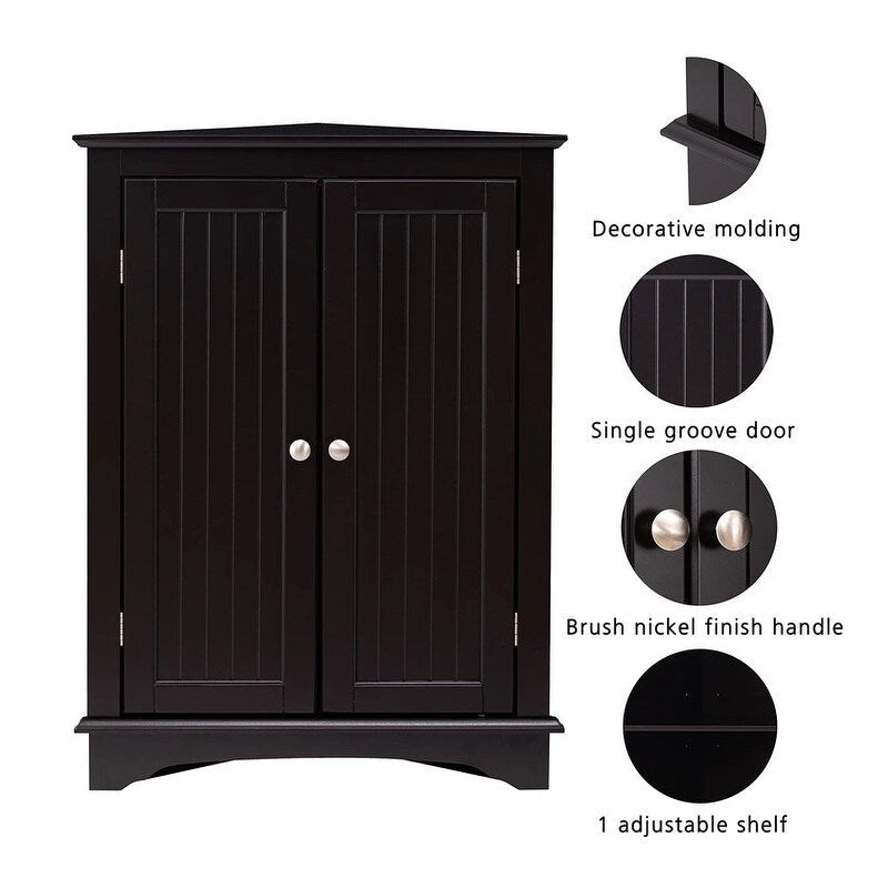 Meuble d'angle bas à deux portes et étagères – 12.4P x 23.62L x 31.89H