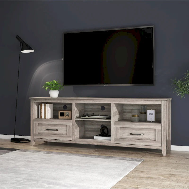 Meuble TV de 70 po avec tiroirs et rangement pour téléviseurs jusqu'à 60 po