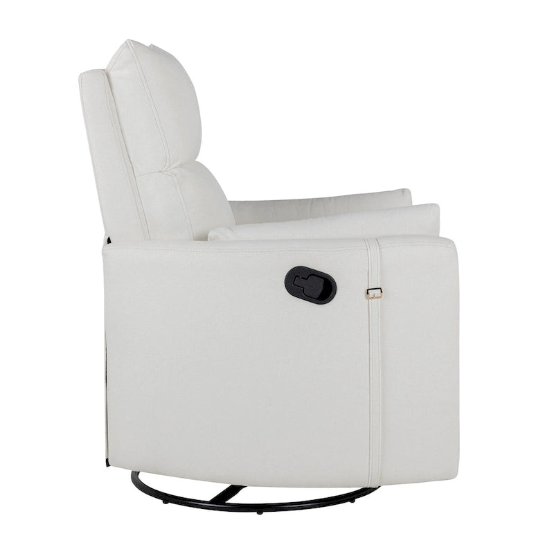 Fauteuil inclinable, pivotant et à bascule capitonné beige avec inclinaison manuelle, pivotement à 360° et deux coussins amovibles