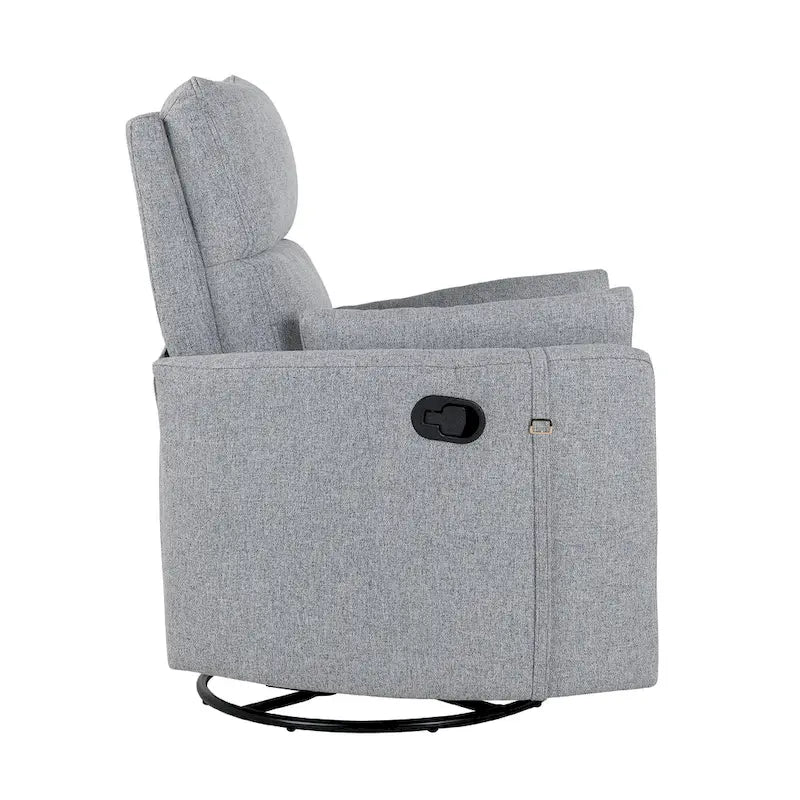 Fauteuil inclinable, pivotant et à bascule capitonné beige avec inclinaison manuelle, pivotement à 360° et deux coussins amovibles