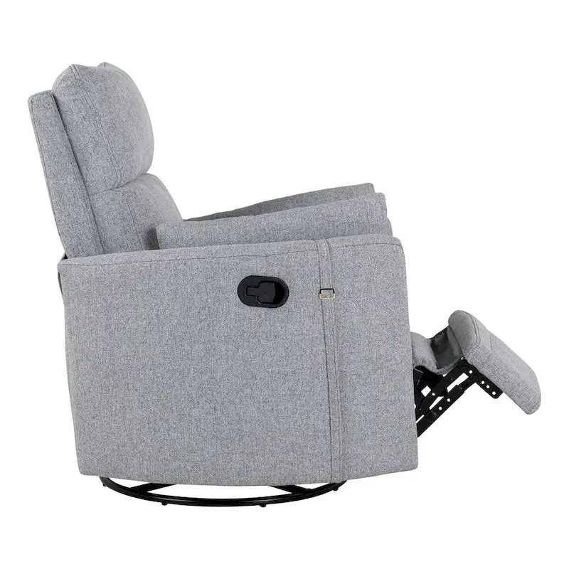 Fauteuil inclinable, pivotant et à bascule capitonné beige avec inclinaison manuelle, pivotement à 360° et deux coussins amovibles