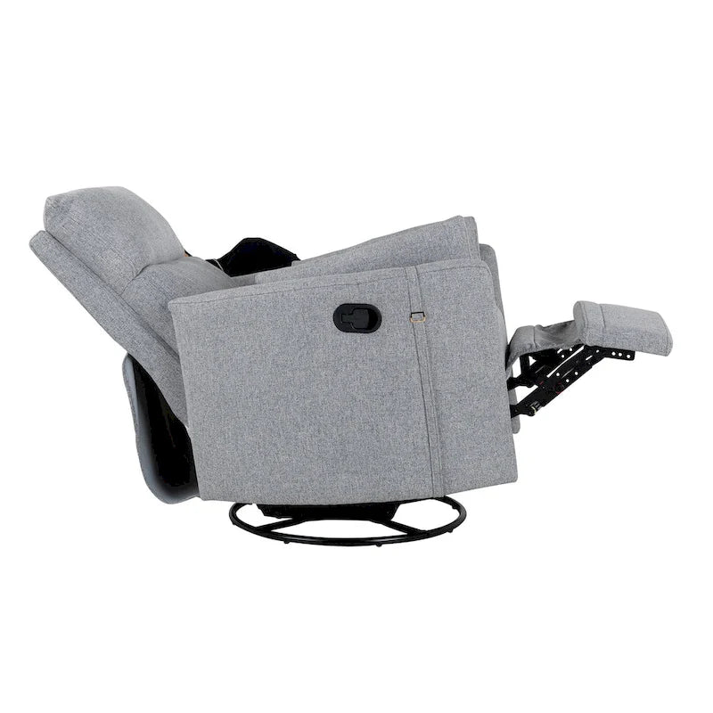 Fauteuil inclinable, pivotant et à bascule capitonné beige avec inclinaison manuelle, pivotement à 360° et deux coussins amovibles