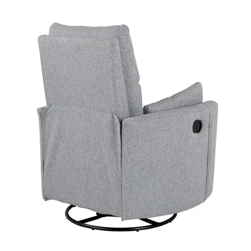 Fauteuil inclinable, pivotant et à bascule capitonné beige avec inclinaison manuelle, pivotement à 360° et deux coussins amovibles