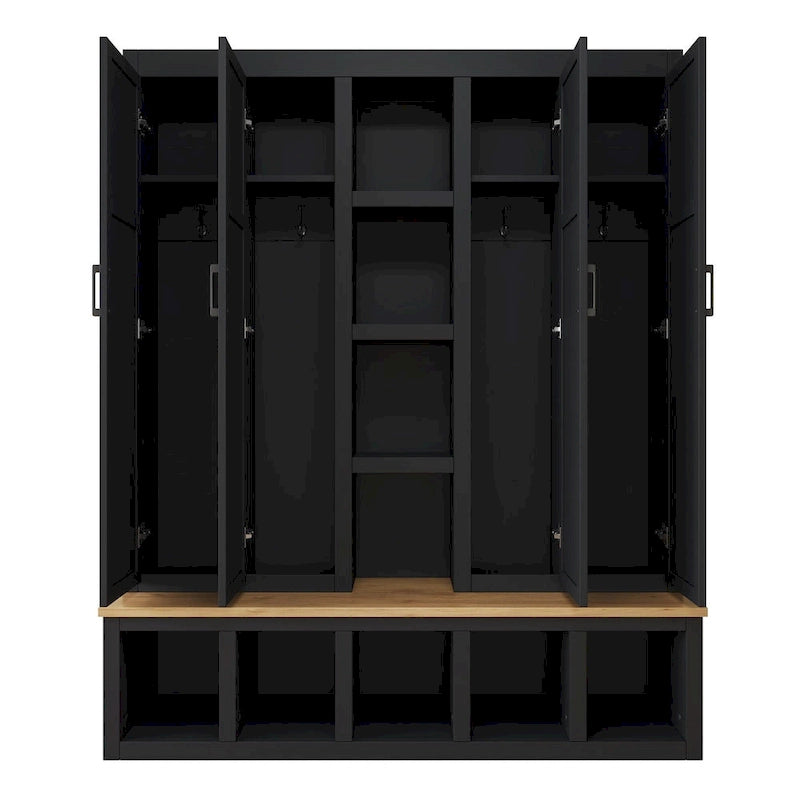 Arbre d'entrée de style ferme 4-en-1 avec banc de vestiaire par