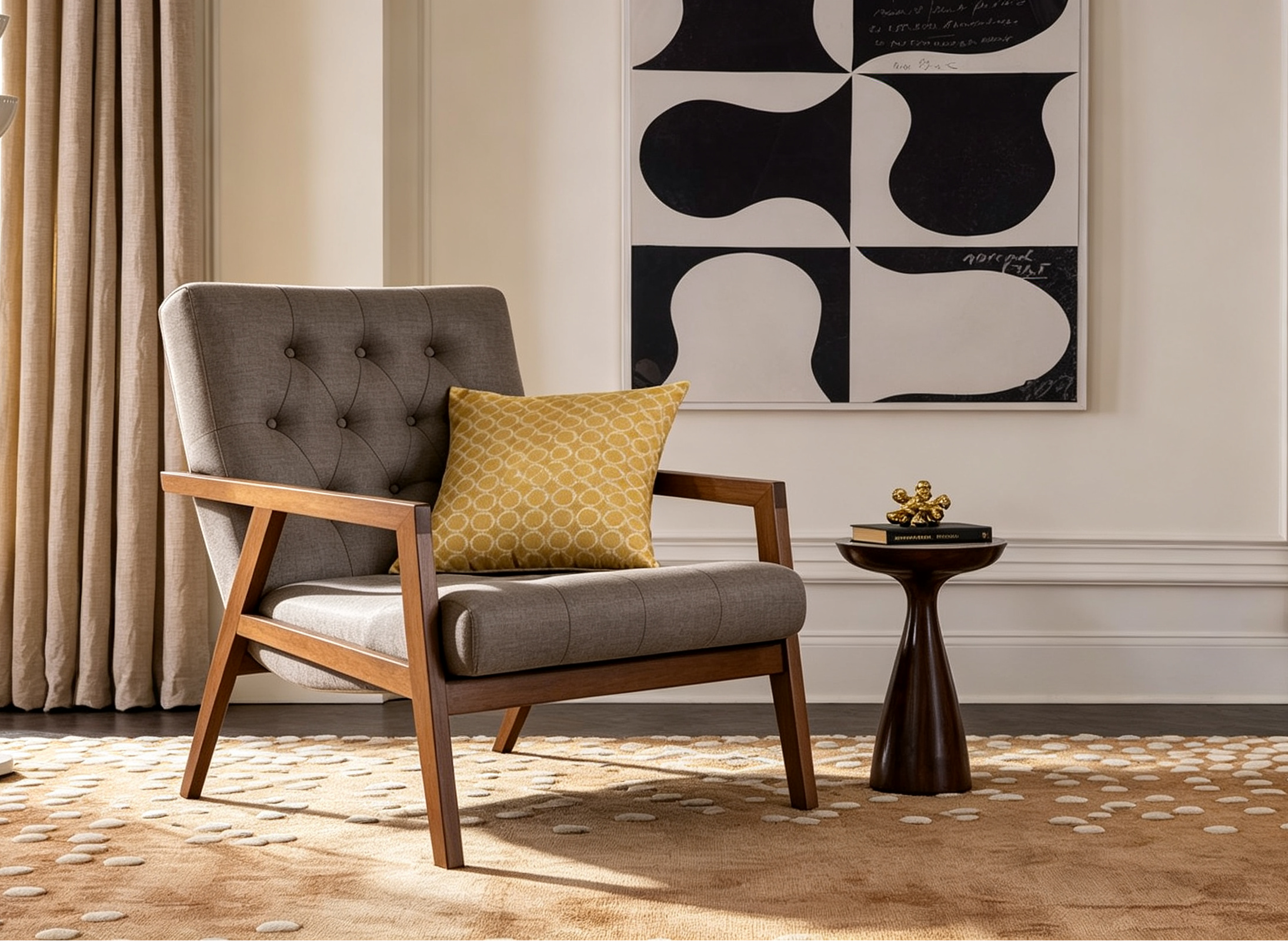 Ensemble fauteuil et repose-pieds rembourrés