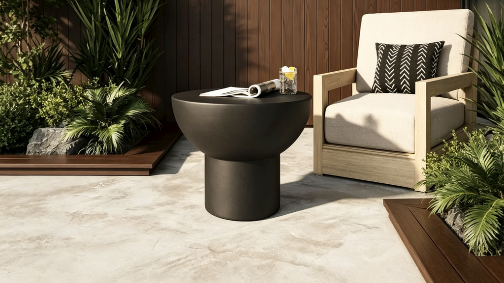Table d'appoint moderne en béton noir