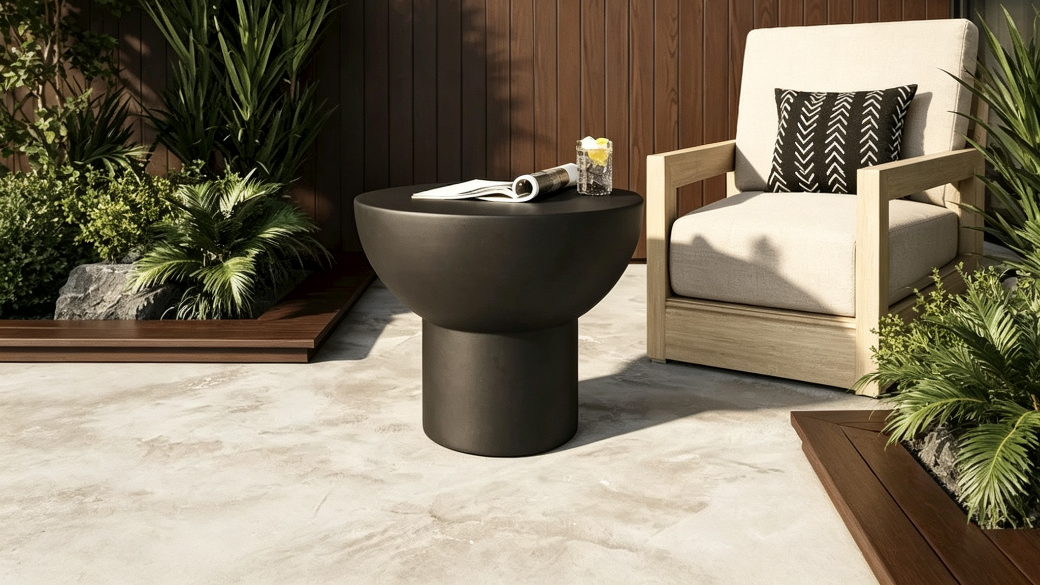 Table d'appoint moderne en béton noir