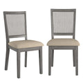 Chaises de salle à manger en lin beige et dossier en rotin (lot de 2)