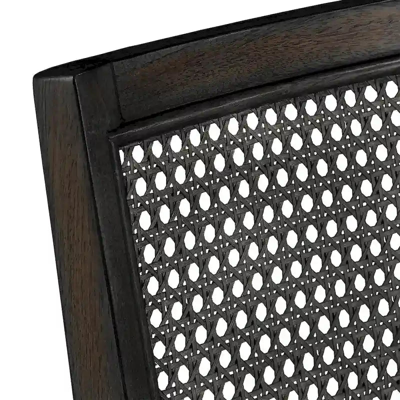 Chaises de salle à manger en lin beige et dossier en rotin (lot de 2)