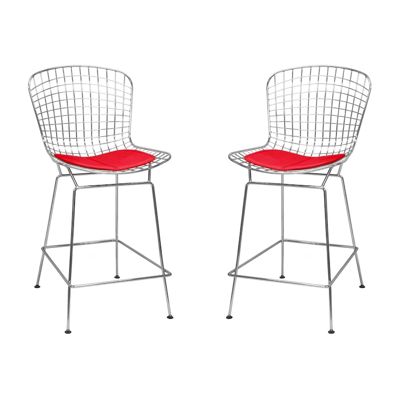 Tabouret de comptoir en fil de chrome du milieu du siècle (Lot de 2) - N/A