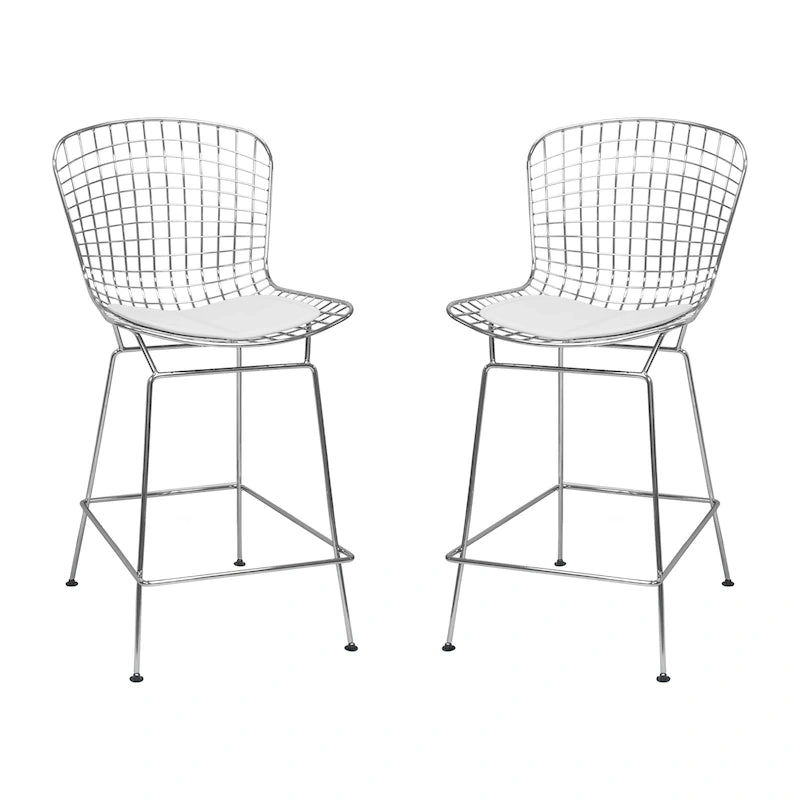Tabouret de comptoir en fil de chrome du milieu du siècle (Lot de 2) - N/A