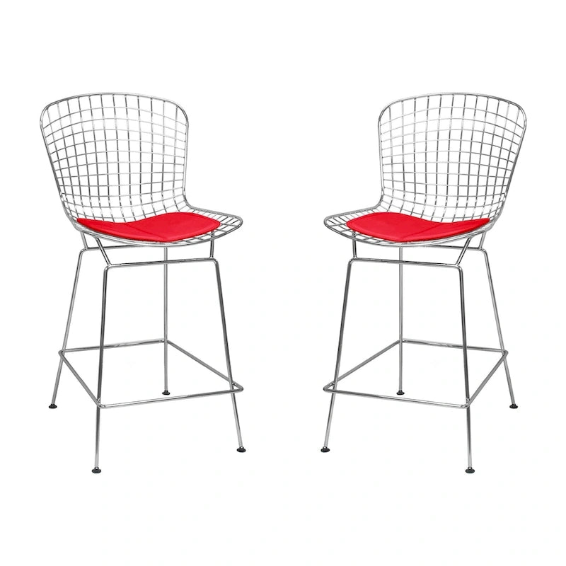 Tabouret de comptoir en fil de chrome du milieu du siècle (Lot de 2) - N/A