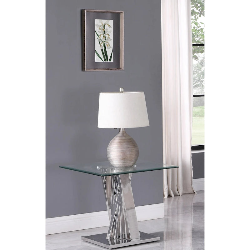 Table d'appoint en verre moderne de qualité supérieure avec base en spirale - Table d'appoint